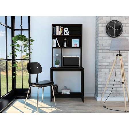Gfancy Fixtures Milo Black Computer Desk with Hutch GF3680067